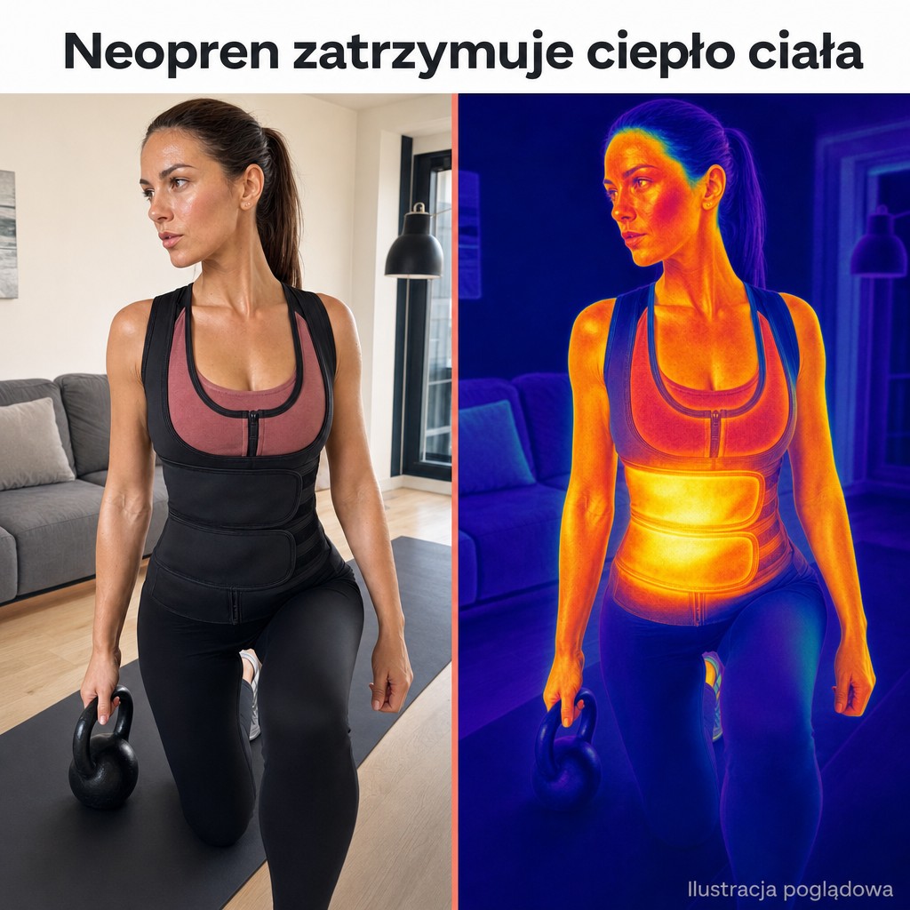 Neopren zatrzymuje ciepło ciała – ilustracja poglądowa